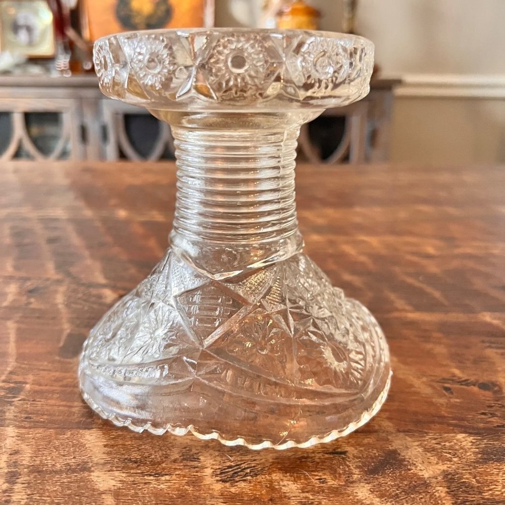 Vintage McKee Glass Concord Punch Bowl Stand, Vase, Candle Holder
